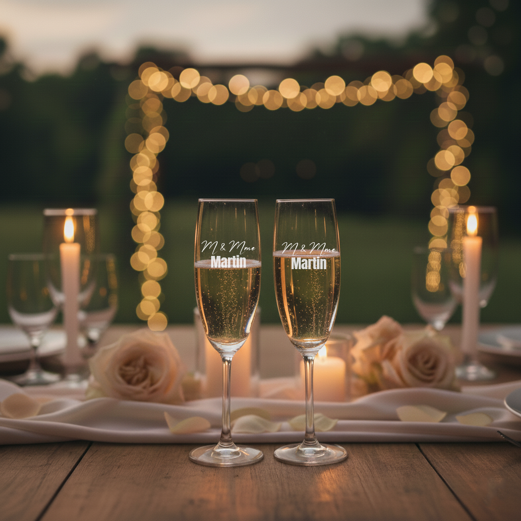 Flûtes M & Mme – Coupes à champagne personnalisées (Lot de 2)