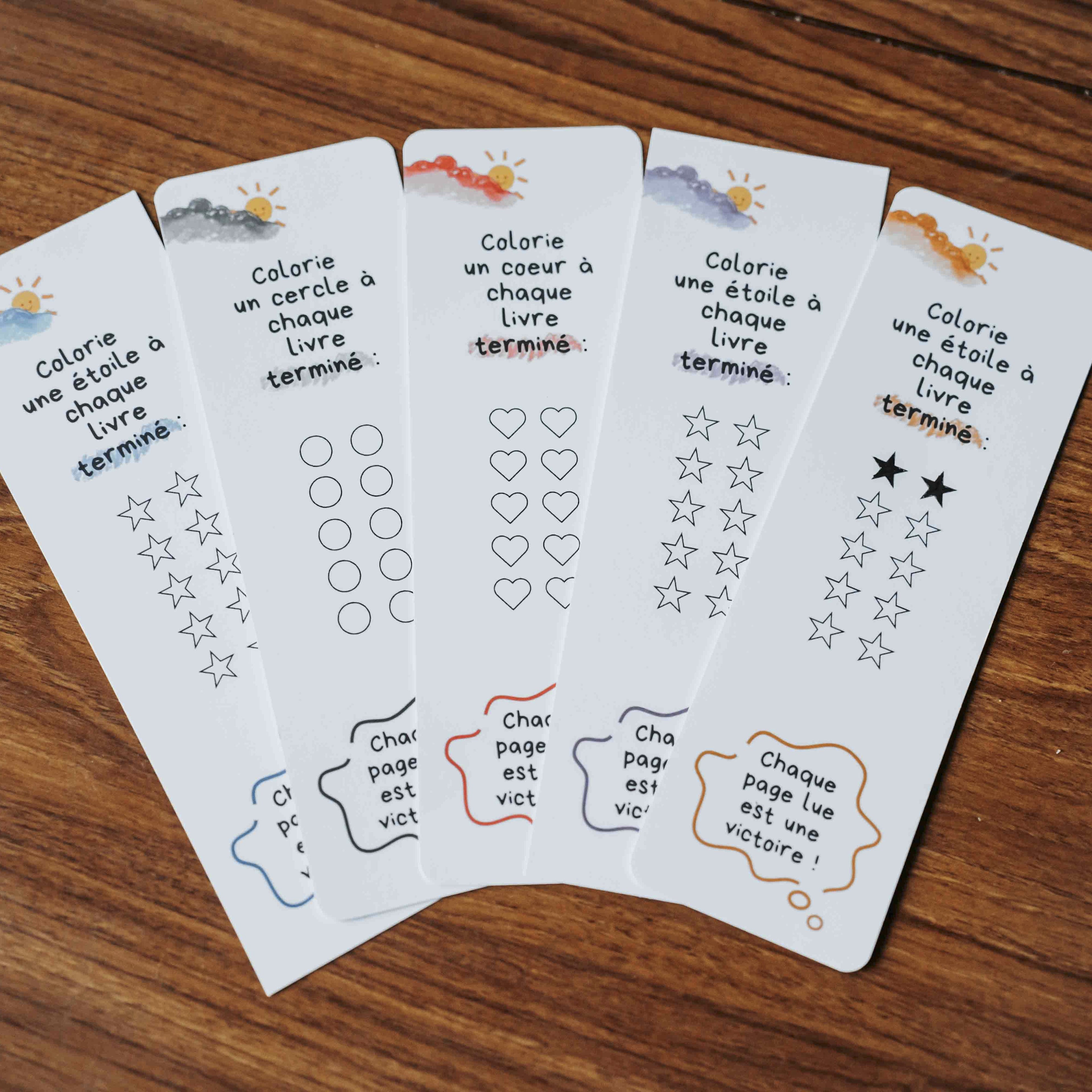 Marque page ludique pour enfant case à cocher