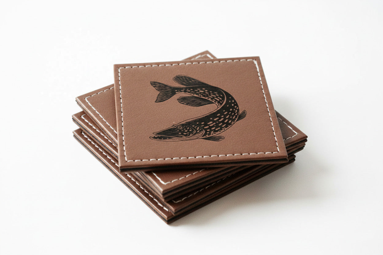 Sous Verres Brochet simili cuir